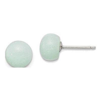 Sterling Silver Amazonite Button Stud Earrings