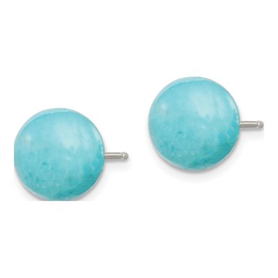 Sterling Silver Turquoise Button Stud Earrings – view 3
