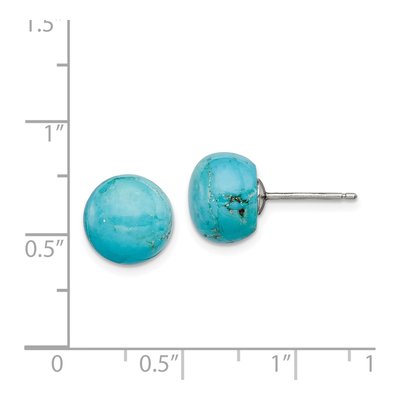 Sterling Silver Turquoise Button Stud Earrings – view 5