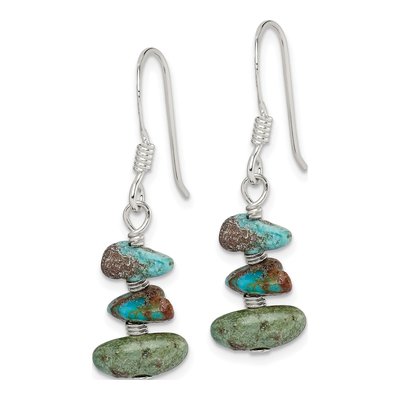 Sterling Silver Turquoise Chip Dangle Earrings – view 3