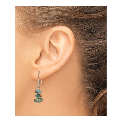 Sterling Silver Turquoise Chip Dangle Earrings – view 4