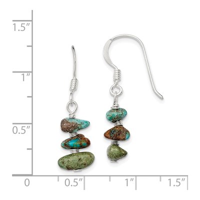 Sterling Silver Turquoise Chip Dangle Earrings – view 5