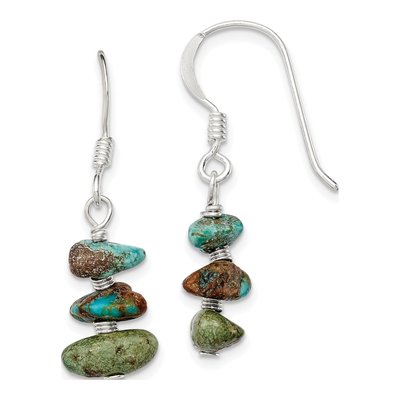 Sterling Silver Turquoise Chip Dangle Earrings