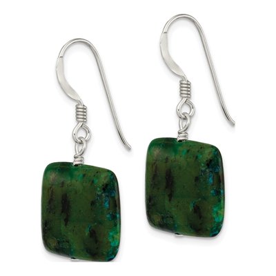 Sterling Silver Chrysocolla Square Dangle Earrings – view 3
