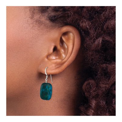 Sterling Silver Chrysocolla Square Dangle Earrings – view 4