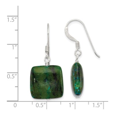 Sterling Silver Chrysocolla Square Dangle Earrings – view 5