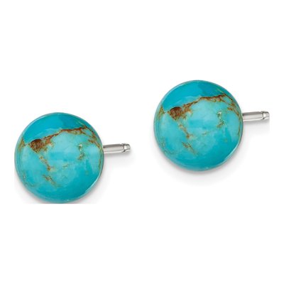 Sterling Silver Turquoise Button Stud Earrings – view 3