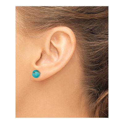 Sterling Silver Turquoise Button Stud Earrings – view 4
