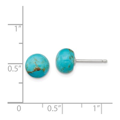 Sterling Silver Turquoise Button Stud Earrings – view 5