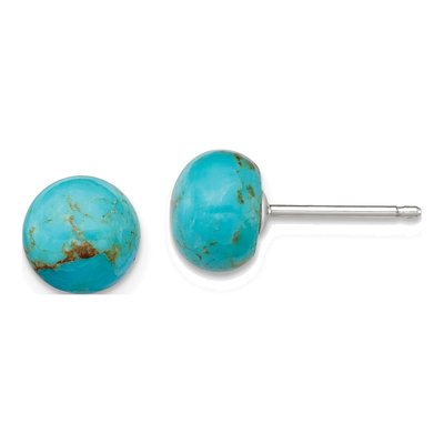 Sterling Silver Turquoise Button Stud Earrings