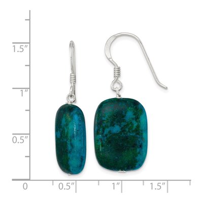 Sterling Silver Chrysocolla Oval Dangle Earrings – view 5