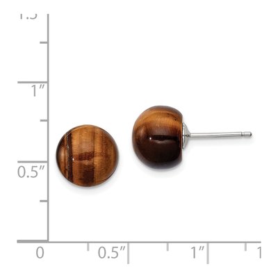 Sterling Silver Tiger's Eye Button Stud Earrings – view 5