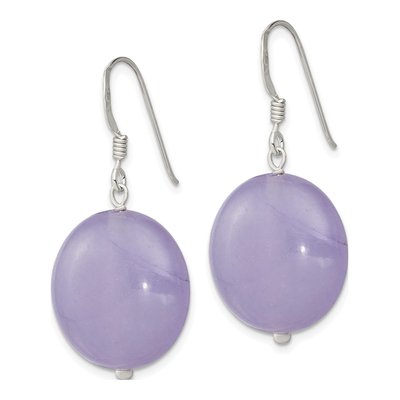 Sterling Silver Lavender Jade Circle Dangle Earrings – view 3