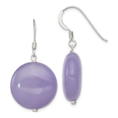 Sterling Silver Lavender Jade Circle Dangle Earrings
