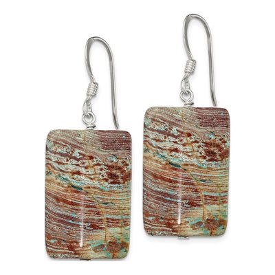 Sterling Silver Rectangular Jasper Dangle Earrings – view 3