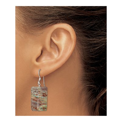 Sterling Silver Rectangular Jasper Dangle Earrings – view 4