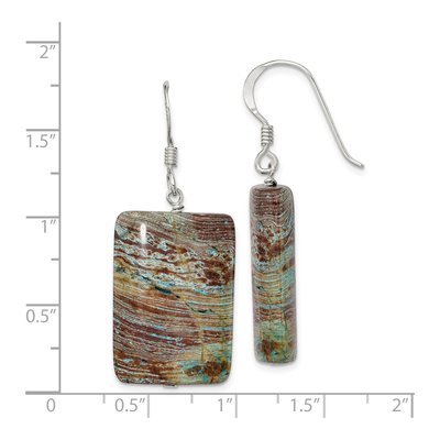 Sterling Silver Rectangular Jasper Dangle Earrings – view 5