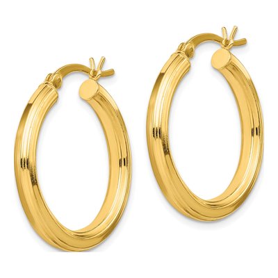 Gold-Plated Sterling Silver 20mm Grooved Hoop Earrings – view 3