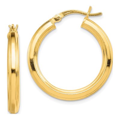 Gold-Plated Sterling Silver 20mm Grooved Hoop Earrings