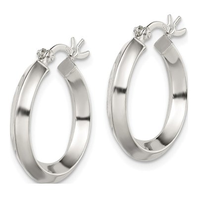 Sterling Silver 20mm Knife Edge Hoop Earrings – view 3