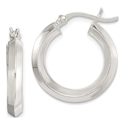 Sterling Silver 20mm Knife Edge Hoop Earrings