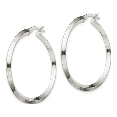 Sterling Silver 40mm Knife Edge Hoop Earrings – view 3