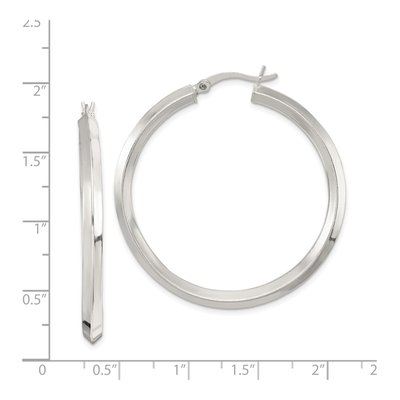 Sterling Silver 40mm Knife Edge Hoop Earrings – view 5