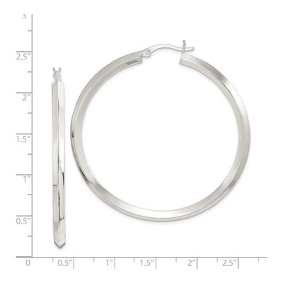 Sterling Silver 50mm Knife Edge Hoop Earrings – view 5