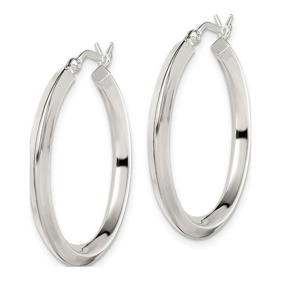 Sterling Silver 30mm Knife Edge Hoop Earrings – view 3