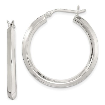 Sterling Silver 30mm Knife Edge Hoop Earrings