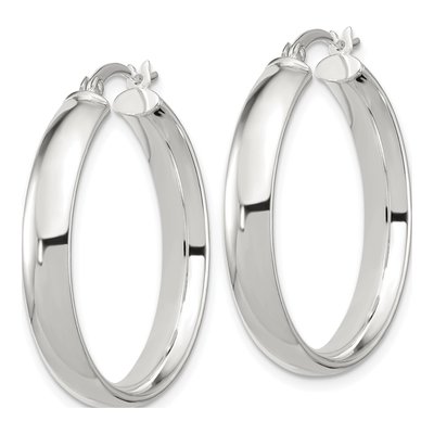 Sterling Silver 5x30mm Hollow Hoop Earrings – view 3