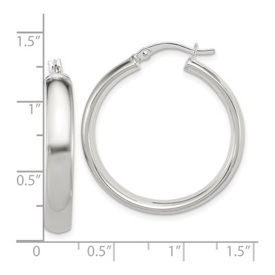 Sterling Silver 5x30mm Hollow Hoop Earrings – view 5