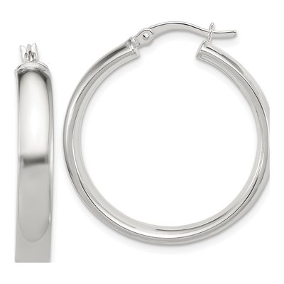 Sterling Silver 30mm Hollow Hoop Earrings