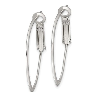 Sterling Silver 31mm Oval Hoop Earrings – view 3