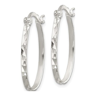 Sterling Silver 15mm Oval Hoop Earrings – view 3