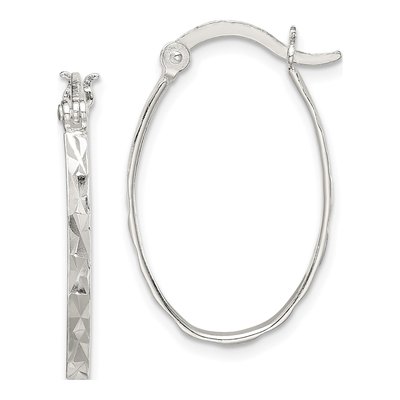 Sterling Silver 15mm Oval Hoop Earrings