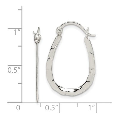 Sterling Silver 20mm Hammered Oval Hoop Earrings – view 5