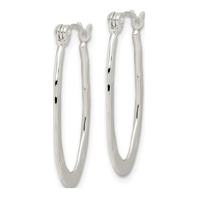 Sterling Silver 11mm Hammered Oval Hoop Earrings – view 3