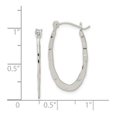 Sterling Silver 11mm Hammered Oval Hoop Earrings – view 5