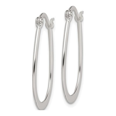 Sterling Silver 15mm Oval Hoop Earrings – view 3