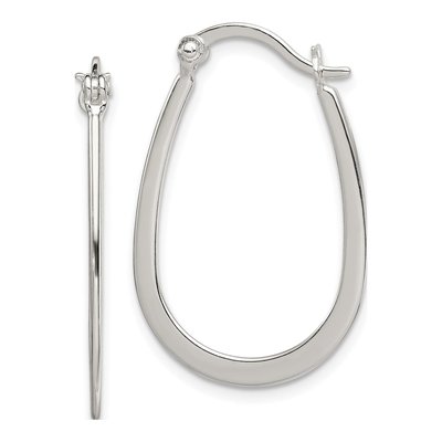 Sterling Silver 15mm Oval Hoop Earrings