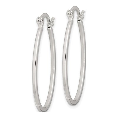 Sterling Silver 35mm Oval Hoop Earrings – view 3