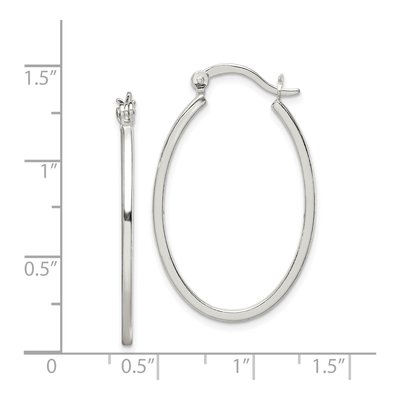 Sterling Silver 35mm Oval Hoop Earrings – view 5