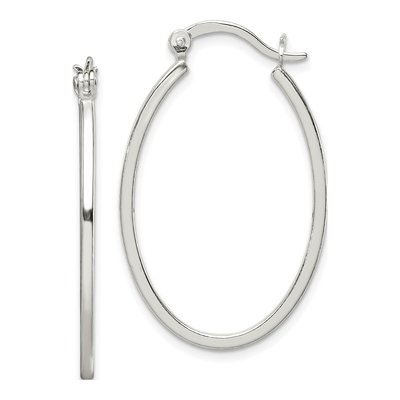 Sterling Silver 35mm Oval Hoop Earrings