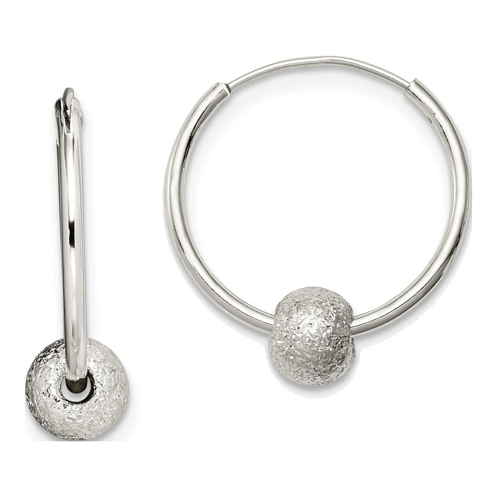 Sterling Silver 16mm Laser-Cut Endless Hoop Earrings