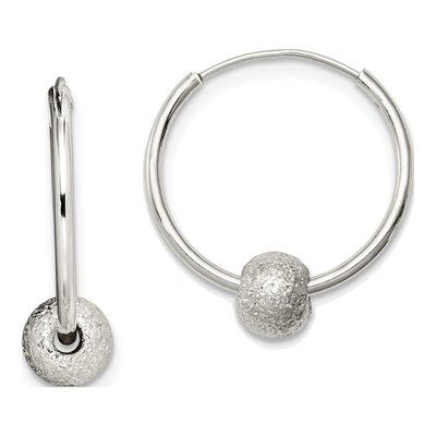 Sterling Silver 16mm Laser-Cut Endless Hoop Earrings