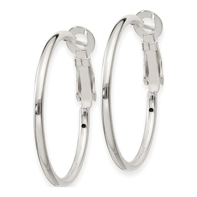 Sterling Silver 30mm Omega Back Hoop Earrings – view 3