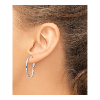 Sterling Silver 30mm Omega Back Hoop Earrings – view 4