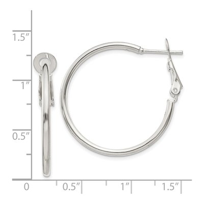 Sterling Silver 30mm Omega Back Hoop Earrings – view 5