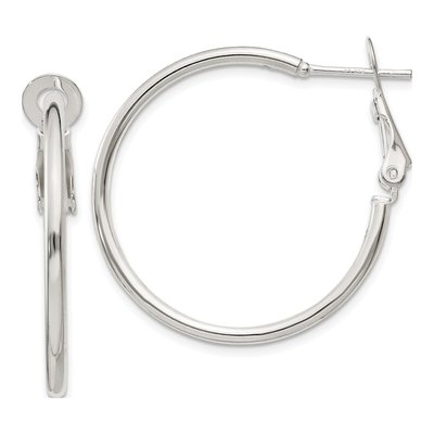 Sterling Silver 30mm Omega Back Hoop Earrings